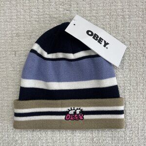 NWT Obey Beanie Curious Eyes Dark Multi Color Snowboard Ski Winter Skate